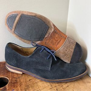 J. Shoes Dark Blue Suede Oxford Dress Shoes Men's 10.5 good preworn condition